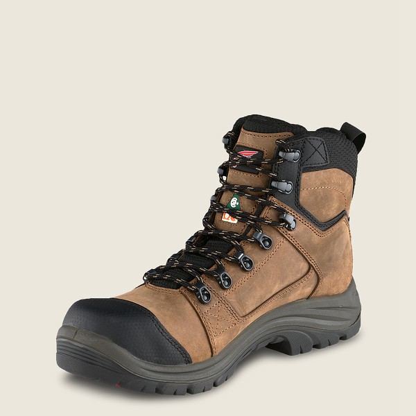 Mens Red Wing Trades - 6-inch Waterproof Csa Toe - Safety Boots Brown/Black - OUB960817